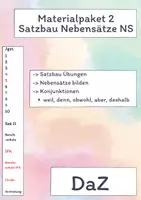 Vorschau - Arbeitsblätter - Materialpaket 2: DAZ Nebensätze/ Satzbau/ Sätze bilden - Deckblatt