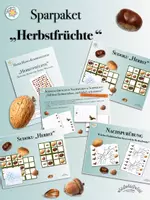 Vorschau - Arbeitsblätter - SPARPAKET „HERBSTFRÜCHTE“ (mit Bucheckern, Walnüssen, Eicheln & Kastanien) - Für Kita- & Grundschulkinder (wachsend*) (Herbst) - Deckblatt