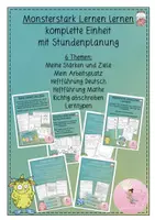 Vorschau - Stundenentwürfe - Materialpaket Lernen lernen Methodentraining Arbeitsplatz, Heftaufschrieb, Stärken, Ziele, abschreiben, Lerntypen, Unterrichtseinheit - Deckblatt