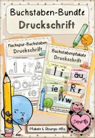 Vorschau - Arbeitsblätter - Buchstaben nachspuren & Merkplakate | Druckschrift | Bundle - Deckblatt