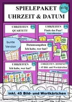 Vorschau - Arbeitsblätter - Uhrzeiten & Datum SPARPAKET - 5 Spiele - Deckblatt