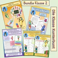 Vorschau - Arbeitsblätter - Bundle Klasse Kunterbunt – Lesespaziergang, Schreibspaziergang, Rechenspaziergänge & Legekreis | Klasse 2 | Mathe & Deutsch Grundschule - Deckblatt