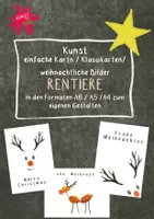 Vorschau - Mal- und Bastelvorlagen - Weihnachtskarten - RENTIERE - Gestalten mit Fingerabdrücken (DRUCK) oder Knöpfen - Deckblatt