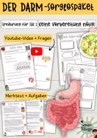 Vorschau - Arbeitsblätter - SPARPAKET zu Gesunde Ernährung: "DER DARM" mit tollen Aufgaben zu Darm-Hirn-Achse und Darmgesundheit - Deckblatt