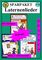 Vorschau - Arbeitsblätter - SPARPAKET Laternenlieder St. Martin - 3 Arbeitsblätter - farbig & schwarz - weiß - Deckblatt