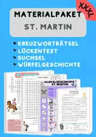 Vorschau - Spiele - Materialpaket XXXL St. Martin | Suchsel - Rätsel (differenziert) - Lückentext - Würfelgeschichte - Deckblatt