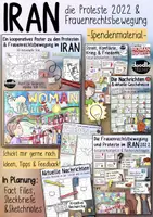 Vorschau - Arbeitsblätter - Iran ⚡️ Proteste 2022 / #IranFrauenrechte - Materialpaket - Deckblatt