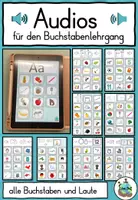 Vorschau - Bildkarten - Materialpaket Audios für die Buchstabeneinführung - Alle Buchstaben und Laute - DaZ / DaF / Deutsch - Deckblatt