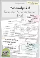 Vorschau - Arbeitsblätter - Materialpaket - formaler und persönlicher Brief - Deckblatt