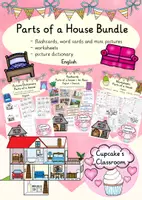 Vorschau - Arbeitsblätter - Englisch - Parts of a house (rooms) Zimmer - Sparpaket - Arbeitsblätter, Bildkarten, Miniwörterbuch - Deckblatt