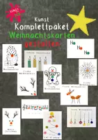 Vorschau - Mal- und Bastelvorlagen - Komplettpaket Weihnachtskarten gestalten mit Fingerabdruck, Knöpfen, Washi-Tape - Deckblatt