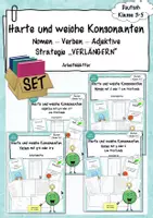 Vorschau - Arbeitsblätter - Materialpaket - Strategie "Verlängern" - Harte und weiche Konsonanten bei Nomen, Verben und Adjektiven - Deckblatt