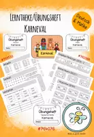 Vorschau - Stationenlernen - Lerntheke/Übungsheft: Karneval - Anfangsunterricht Deutsch & Mathe - Deckblatt