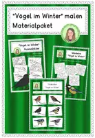 Vorschau - Mal- und Bastelvorlagen - Materialpaket "Vögel im Winter" malen - Deckblatt