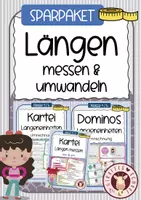 Vorschau - Unterrichtsreihen - Längen messen & umwandeln – Sparpaket Mathe Grundschule (Einheiten cm m km Klasse 3/4) - Deckblatt