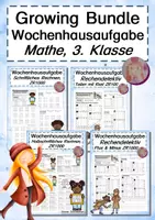Vorschau - Arbeitsblätter - Wochenhausaufgaben Mathe Klasse 3 - Deckblatt