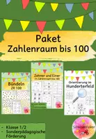 Vorschau - Arbeitsblätter - Materialpaket, Zahlenraum 100, Orientierung, Bündeln, Hunderterfeld, Einer, Zehner - Deckblatt