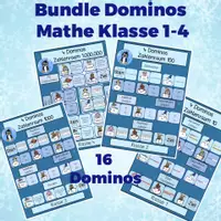 Vorschau - Stationenlernen - Dominos Materialpaket, 16 Dominic, Mathe, Klasse 1, 2, 3, 4, Winter - Deckblatt