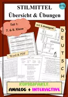 Vorschau - Arbeitsblätter - Stilmittel - Klasse 7 & 8 - analog und interactive - Deckblatt