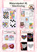 Vorschau - Mal- und Bastelvorlagen - Materialpaket Valentinstag XL, Kunst Grundschule - Deckblatt