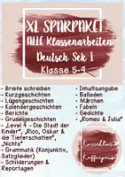 Vorschau - Test - XL SPARPAKET / Materialpaket - ALLE Klassenarbeiten Deutsch Sek I - Klasse 5-9 - Unfallbericht, Briefe, Kalendergeschichten, Gedichtanalyse etc. - Deckblatt