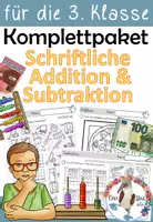 Vorschau - Unterrichtsreihen - Komplettpaket - Schriftliche Addition & Subtraktion - Zahlenraum 1000 - 3. Klasse mit Spielen & Rechenspuren - Deckblatt