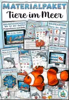 Vista previa - Hojas de trabajo - Paquete de material "Tiere im Meer" Alemán - Portada