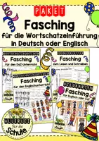 Vorschau - Arbeitsblätter - Fasching - Materialpaket für die Wortschatzeinführung in DaZ oder Englisch - Deckblatt