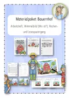 Vorschau - Arbeitsblätter - Materialpaket Bauernhof (Lese-und Rechenspaziergang, Wimmelbild und Arbeitsmappe) - Deckblatt