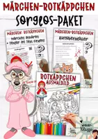 Vorschau - Mal- und Bastelvorlagen - Märchen-ROTKÄPPCHEN: Mega Sorglospaket mit Arbeitsblättern und Hörverständnis - Deckblatt