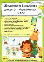 Vorschau - Stationenlernen - Materialpaket "120 wichtigste Lernwörter" - Lernwörter-Wochenhäppchen Teil 1-12 - Deckblatt