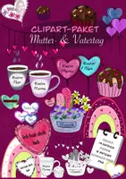 Vorschau - selbst erstellte Cliparts/Grafiken - Materialpaket Mutter- & Vatertag farbig und schwarz-weiß - kommerzielle Nutzung - Deckblatt