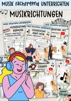 Vorschau - Arbeitsblätter - Musikrichtungen: MEGA cooles Sparpaket / Musik fachfremd unterrichten - Deckblatt
