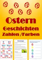 Vorschau - Mal- und Bastelvorlagen - Ostern Materialpaket - Kurzgeschichten Deutsch und Englisch - Zahlen und Farben lernen - Deckblatt