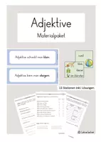 Vorschau - Stationenlernen - Materialpaket Adjektive - Deckblatt