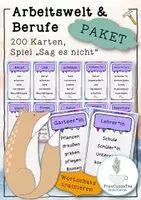 Vorschau - Spiele - PAKET Berufe A-Z & Arbeitswelt Begriffe erklären und raten Spiel "Sag es nicht" FrauCuppaTea - Deckblatt