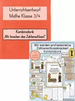Vorschau - Stundenentwürfe - Zahlenschloss Kombinatorik: Unterrichtsreihe & Unterrichtsentwurf (Kl. 3/4) - Deckblatt