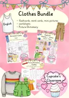 Vista previa - Unidades / Secuencias / Situaciones de Aprendizaje - Inglés - ropa (clothes) - paquete hojas de trabajo, tarjetas con imagénes, diccionario de imágenes - bundle English - Portada