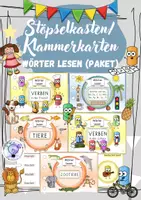 Vorschau - Stationenlernen - Stöpselkasten Klammerkarten Wörter lesen Materialpaket - Deckblatt