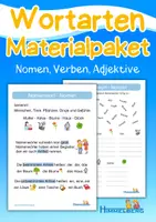 Vorschau - Arbeitsblätter - Wortarten Materialpaket: Nomen - Verben - Adjektive - Deckblatt