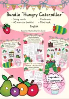 Vista previa - Hojas de trabajo - Inglés - oruga muy hambrienta (Hungry Caterpillar by Eric Carle) - paquete hojas de trabajo, tarjetas con imagénes, tarjetas de cuentos, mini libro - English - Portada