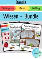 Vorschau - Arbeitsblätter - BUNDLE: Mathe im Kindergarten, Wiese (Frühling / Sommer) - Deckblatt