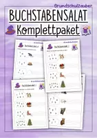 Vorschau - Arbeitsblätter - Buchstabensalat Komlettpaket mit 6 verschiedenen Themen - Tiere, Universum, Länder, Weihnachten, Grundschule & Berufe - Deckblatt