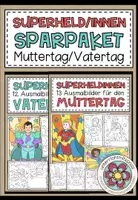 Vorschau - Mal- und Bastelvorlagen - Superhelden & Superheldinnen - Ausmalbilder für den Muttertag / Vatertag (Sparpaket) - Deckblatt
