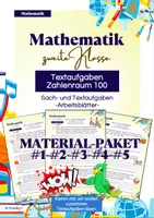 Vorschau - Arbeitsblätter - Materialpaket - Sach- und Textaufgaben - Zahlenraum 100 - #1,#2,#3,#4,#5 - Deckblatt