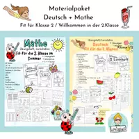 Vorschau - Unterrichtsreihen - Materialpaket 1.Klasse Mathe und Deutsch Arbeitsblätter und interaktive Übungen fit für die 2.Klasse, Wiederholungen - Deckblatt