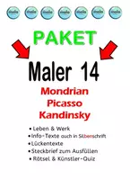 Vorschau - Stundenentwürfe - PAKET (MALER 14) : Mondrian - Picasso - Kandinsky - Deckblatt