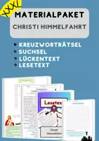 Vorschau - Arbeitsblätter - Materialpaket XXXL Christi Himmelfahrt | Rätsel - Suchsel - Lesetext - Lückentext (differenziert + Lösungen) - Deckblatt