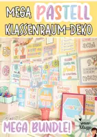 Vorschau - Poster - MEGA Klassenraum Deko Paket in PASTELL! / Klasse dekorieren / Klassenraum Gestaltung - Deckblatt