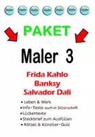 Vorschau - Unterrichtsreihen - PAKET (MALER 3 ) Frida Kahlo - Banksy - Dali - Deckblatt